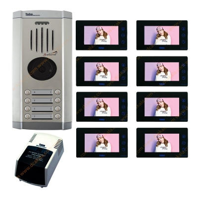 پکیج آیفون تصویری تابا مدل TVD-2070 با حافظه و بدون ماژول تلفن کننده 7 اینچی 8 واحدی