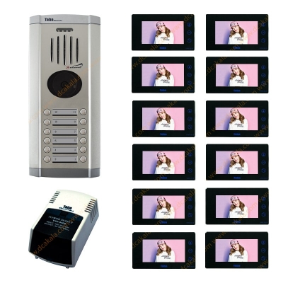 پکیج آیفون تصویری تابا مدل TVD-2070 با حافظه و بدون ماژول تلفن کننده 7 اینچی 12 واحدی
